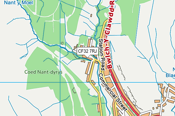 CF32 7RJ map - OS VectorMap District (Ordnance Survey)