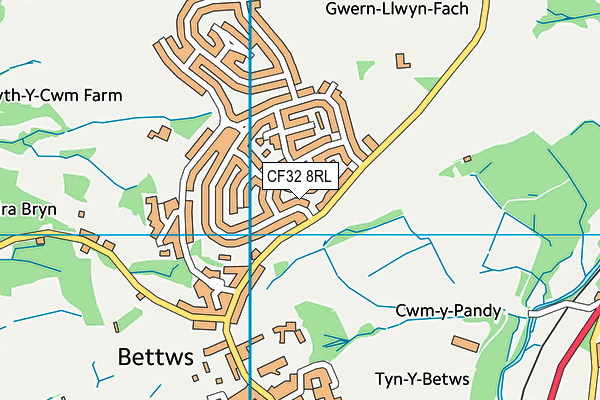 CF32 8RL map - OS VectorMap District (Ordnance Survey)
