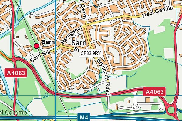 CF32 9RY map - OS VectorMap District (Ordnance Survey)