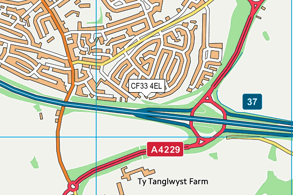 CF33 4EL map - OS VectorMap District (Ordnance Survey) CF33 4EL map - OS VectorMap District (Ordnance Survey)