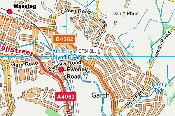 CF34 0LJ map - OS VectorMap District (Ordnance Survey) CF34 0LJ map - OS VectorMap District (Ordnance Survey)