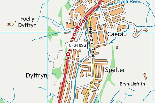 CF34 0SG map - OS VectorMap District (Ordnance Survey) CF34 0SG map - OS VectorMap District (Ordnance Survey)