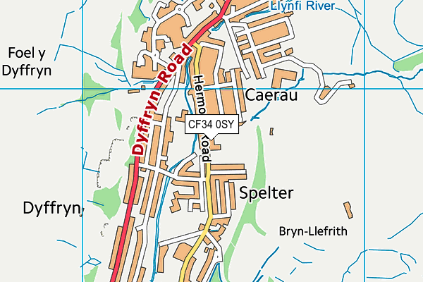 CF34 0SY map - OS VectorMap District (Ordnance Survey) CF34 0SY map - OS VectorMap District (Ordnance Survey)