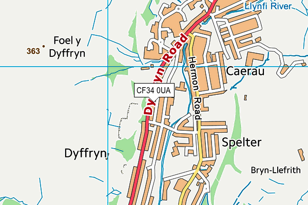 CF34 0UA map - OS VectorMap District (Ordnance Survey) CF34 0UA map - OS VectorMap District (Ordnance Survey)