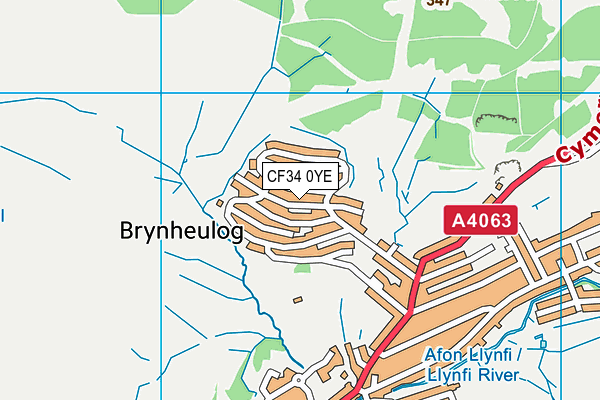 CF34 0YE map - OS VectorMap District (Ordnance Survey) CF34 0YE map - OS VectorMap District (Ordnance Survey)