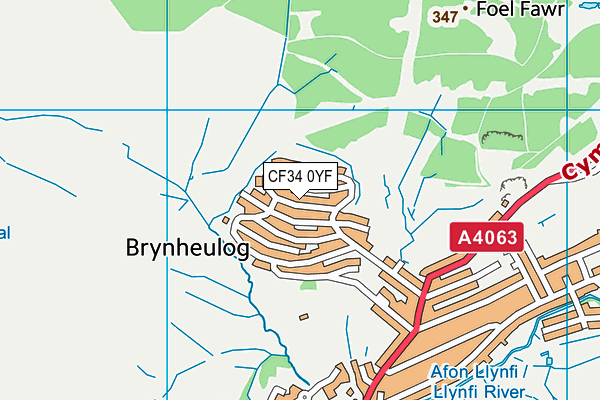 CF34 0YF map - OS VectorMap District (Ordnance Survey) CF34 0YF map - OS VectorMap District (Ordnance Survey)