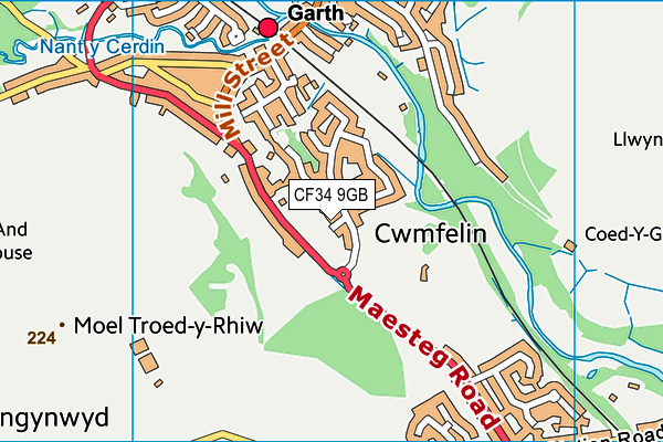 CF34 9GB map - OS VectorMap District (Ordnance Survey) CF34 9GB map - OS VectorMap District (Ordnance Survey)