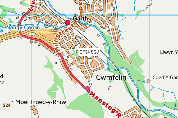 CF34 9GJ map - OS VectorMap District (Ordnance Survey) CF34 9GJ map - OS VectorMap District (Ordnance Survey)