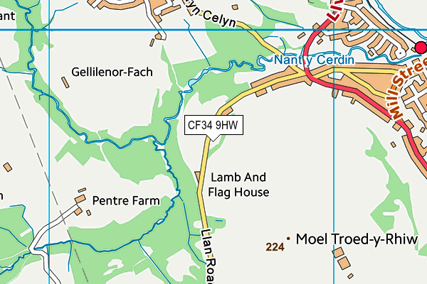 CF34 9HW map - OS VectorMap District (Ordnance Survey) CF34 9HW map - OS VectorMap District (Ordnance Survey)