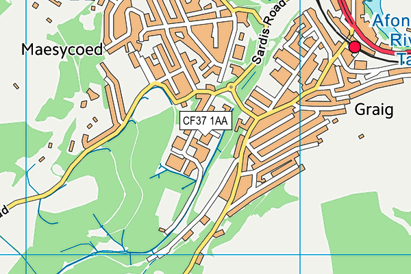 CF37 1AA map - OS VectorMap District (Ordnance Survey) CF37 1AA map - OS VectorMap District (Ordnance Survey)