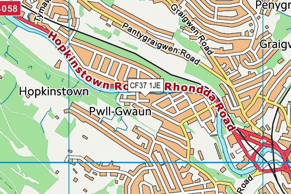 CF37 1JE map - OS VectorMap District (Ordnance Survey) CF37 1JE map - OS VectorMap District (Ordnance Survey)