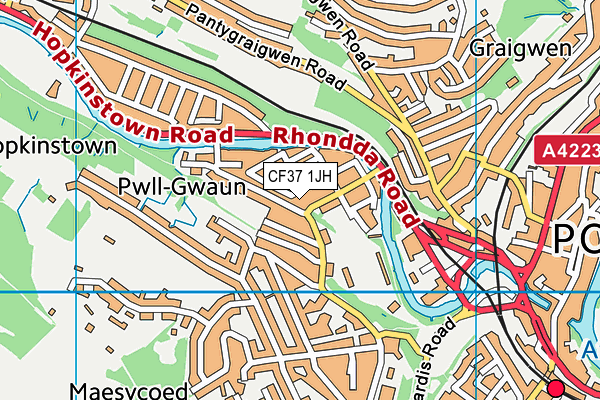 CF37 1JH map - OS VectorMap District (Ordnance Survey) CF37 1JH map - OS VectorMap District (Ordnance Survey)