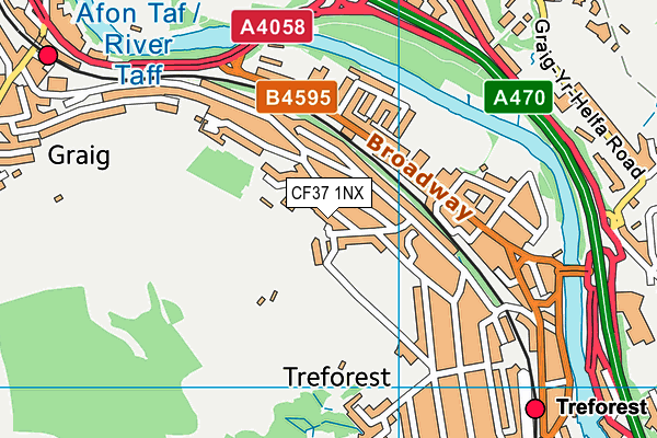 CF37 1NX map - OS VectorMap District (Ordnance Survey) CF37 1NX map - OS VectorMap District (Ordnance Survey)