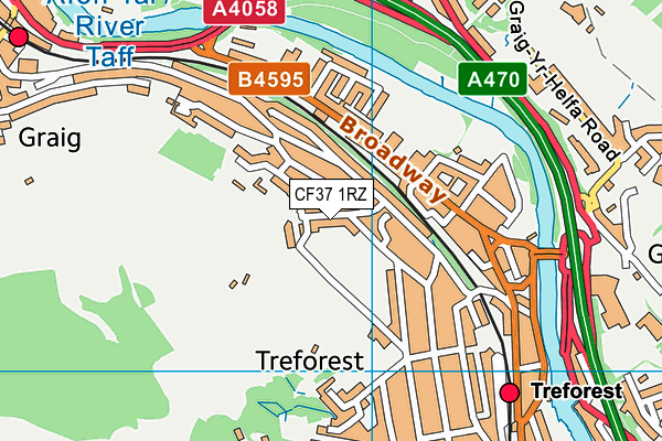 CF37 1RZ map - OS VectorMap District (Ordnance Survey) CF37 1RZ map - OS VectorMap District (Ordnance Survey)