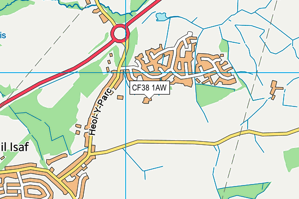 CF38 1AW map - OS VectorMap District (Ordnance Survey) CF38 1AW map - OS VectorMap District (Ordnance Survey)