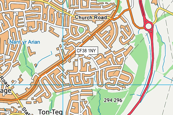 CF38 1NY map - OS VectorMap District (Ordnance Survey)