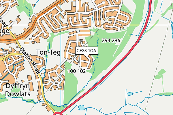 CF38 1QA map - OS VectorMap District (Ordnance Survey) CF38 1QA map - OS VectorMap District (Ordnance Survey)
