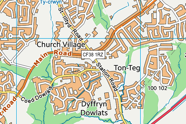CF38 1RZ map - OS VectorMap District (Ordnance Survey) CF38 1RZ map - OS VectorMap District (Ordnance Survey)