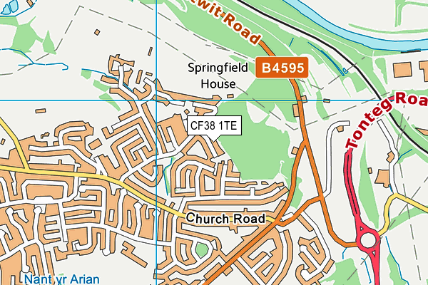 CF38 1TE map - OS VectorMap District (Ordnance Survey)