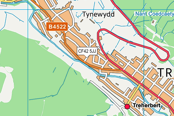 CF42 5JJ map - OS VectorMap District (Ordnance Survey) CF42 5JJ map - OS VectorMap District (Ordnance Survey)