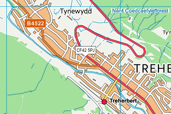 CF42 5PJ map - OS VectorMap District (Ordnance Survey) CF42 5PJ map - OS VectorMap District (Ordnance Survey)