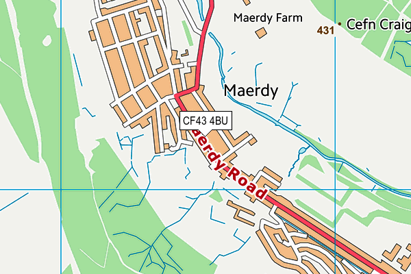 CF43 4BU map - OS VectorMap District (Ordnance Survey) CF43 4BU map - OS VectorMap District (Ordnance Survey)