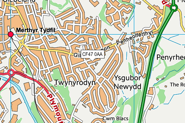 CF47 0AA map - OS VectorMap District (Ordnance Survey) CF47 0AA map - OS VectorMap District (Ordnance Survey)