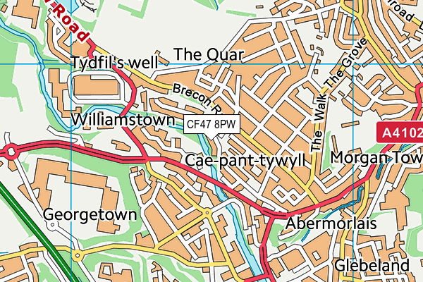 CF47 8PW map - OS VectorMap District (Ordnance Survey) CF47 8PW map - OS VectorMap District (Ordnance Survey)