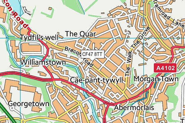 CF47 8TT map - OS VectorMap District (Ordnance Survey) CF47 8TT map - OS VectorMap District (Ordnance Survey)