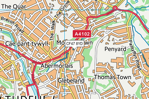CF47 8YD map - OS VectorMap District (Ordnance Survey)