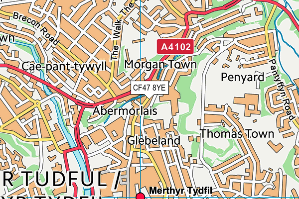 CF47 8YE map - OS VectorMap District (Ordnance Survey) CF47 8YE map - OS VectorMap District (Ordnance Survey)