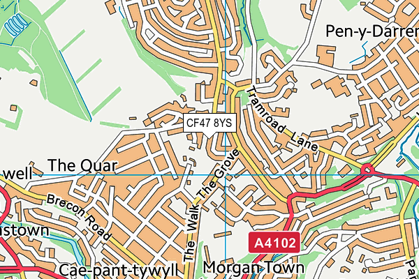 CF47 8YS map - OS VectorMap District (Ordnance Survey) CF47 8YS map - OS VectorMap District (Ordnance Survey)
