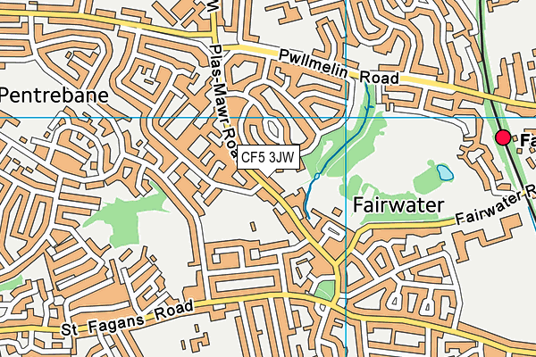 CF5 3JW map - OS VectorMap District (Ordnance Survey) CF5 3JW map - OS VectorMap District (Ordnance Survey)