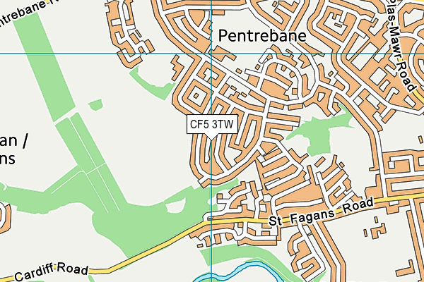 CF5 3TW map - OS VectorMap District (Ordnance Survey) CF5 3TW map - OS VectorMap District (Ordnance Survey)