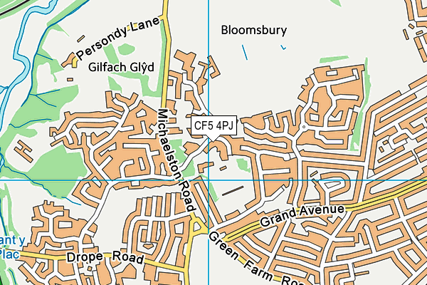 CF5 4PJ map - OS VectorMap District (Ordnance Survey) CF5 4PJ map - OS VectorMap District (Ordnance Survey)