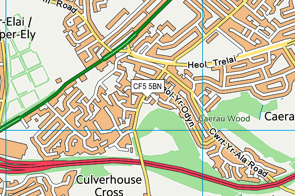 CF5 5BN map - OS VectorMap District (Ordnance Survey) CF5 5BN map - OS VectorMap District (Ordnance Survey)