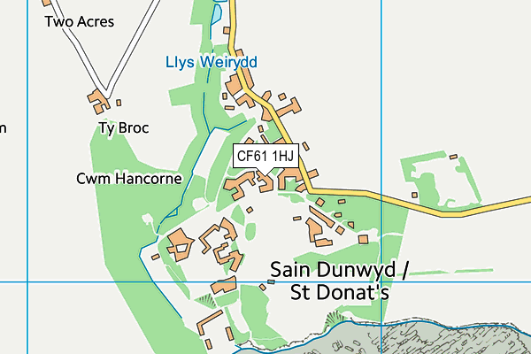 CF61 1HJ map - OS VectorMap District (Ordnance Survey) CF61 1HJ map - OS VectorMap District (Ordnance Survey)