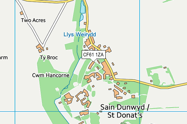 CF61 1ZA map - OS VectorMap District (Ordnance Survey) CF61 1ZA map - OS VectorMap District (Ordnance Survey)