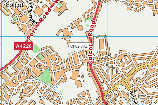 CF62 8HZ map - OS VectorMap District (Ordnance Survey) CF62 8HZ map - OS VectorMap District (Ordnance Survey)