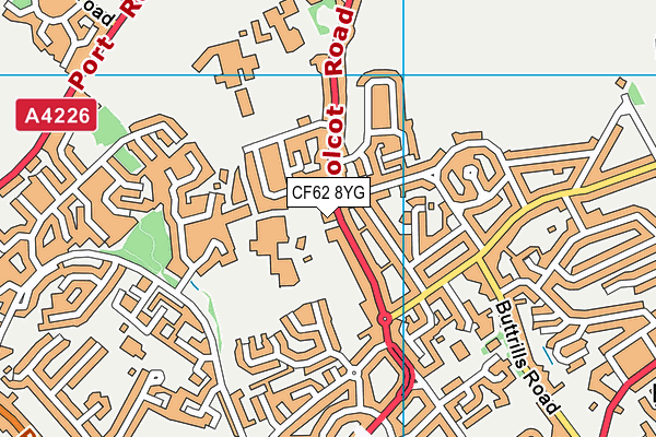 CF62 8YG map - OS VectorMap District (Ordnance Survey) CF62 8YG map - OS VectorMap District (Ordnance Survey)