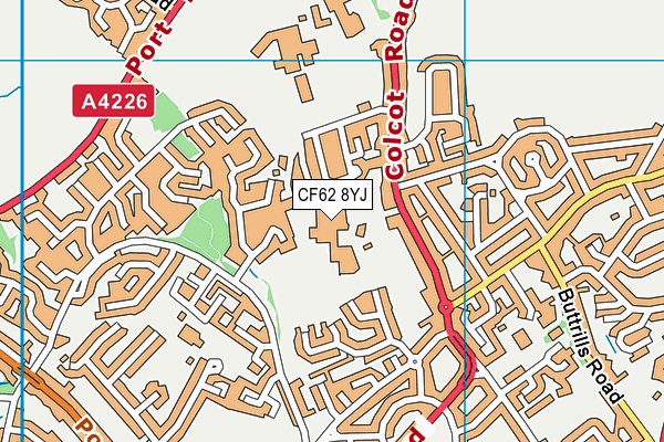 CF62 8YJ map - OS VectorMap District (Ordnance Survey) CF62 8YJ map - OS VectorMap District (Ordnance Survey)