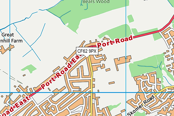 CF62 9PX map - OS VectorMap District (Ordnance Survey) CF62 9PX map - OS VectorMap District (Ordnance Survey)