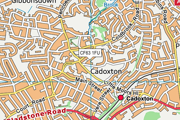 CF63 1FU map - OS VectorMap District (Ordnance Survey)