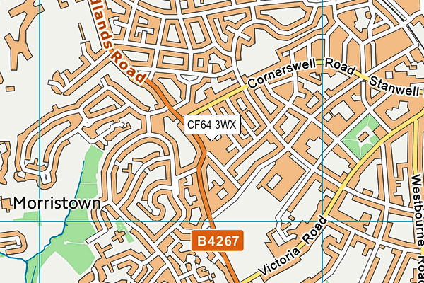 CF64 3WX map - OS VectorMap District (Ordnance Survey) CF64 3WX map - OS VectorMap District (Ordnance Survey)