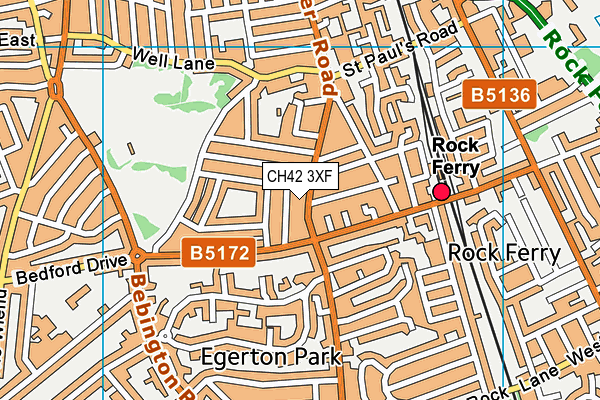 CH42 3XF map - OS VectorMap District (Ordnance Survey)