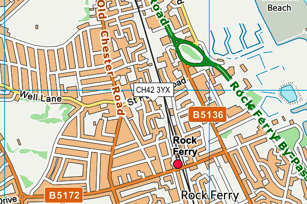 CH42 3YX map - OS VectorMap District (Ordnance Survey)