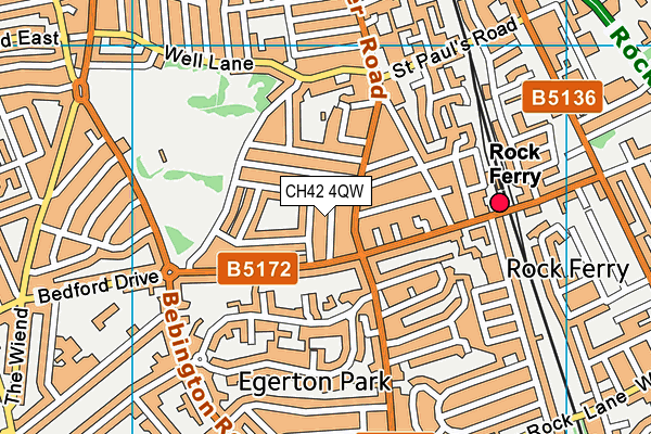 CH42 4QW map - OS VectorMap District (Ordnance Survey)