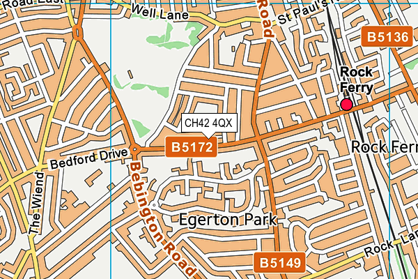 CH42 4QX map - OS VectorMap District (Ordnance Survey)
