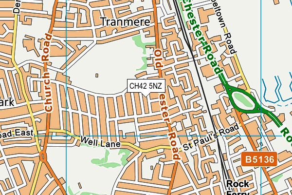 CH42 5NZ map - OS VectorMap District (Ordnance Survey)