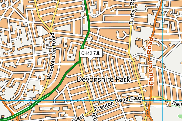CH42 7JL map - OS VectorMap District (Ordnance Survey)